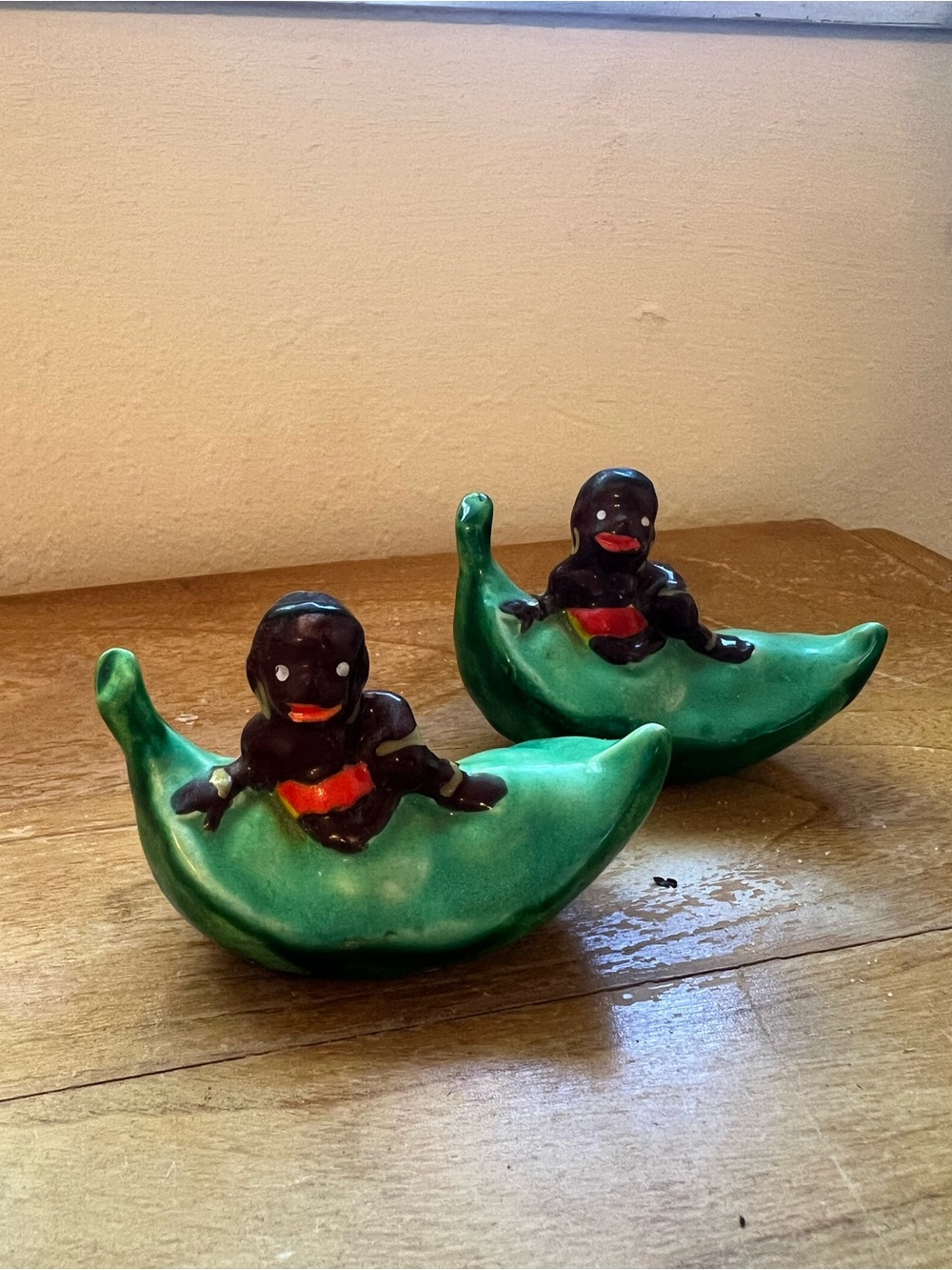 mid-20th-century glazed salt and pepper shakers